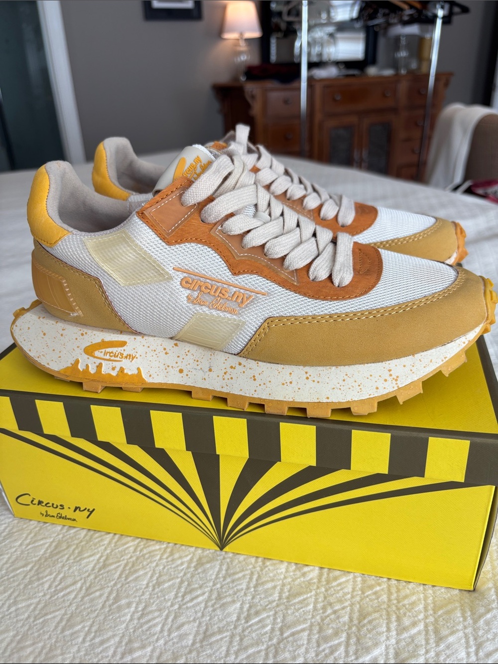 Brand New in BoxCircus by Sam Edelman Men's White & Yellow Retro Runner Sneakers